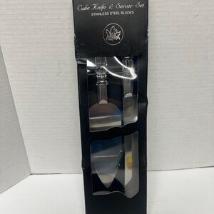 Adorox Wedding Cake Knife_Steel Faux Crystal Handle Cake Knife and Server Set